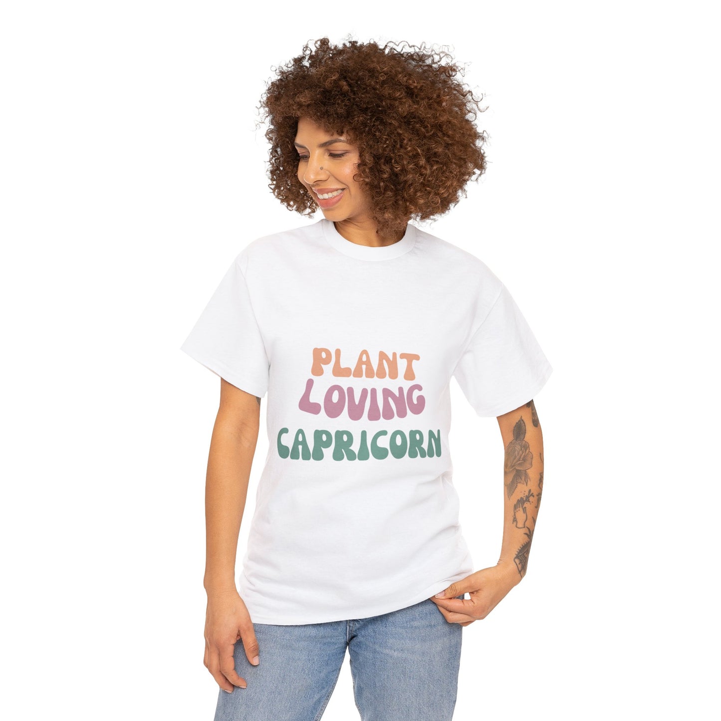 Plant Loving Capricorn Unisex Heavy Cotton Zodiac T-Shirt🌿♑