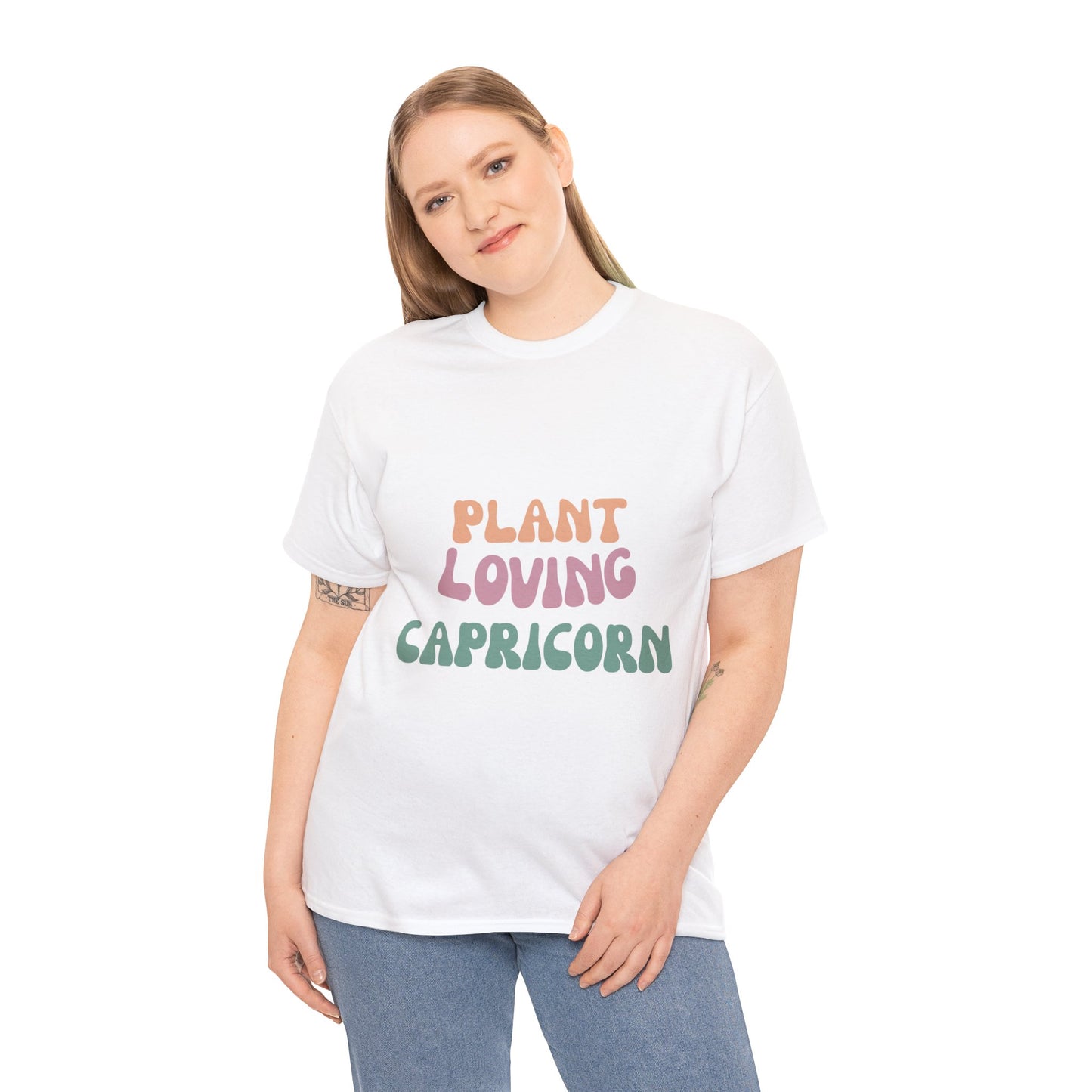 Plant Loving Capricorn Unisex Heavy Cotton Zodiac T-Shirt🌿♑