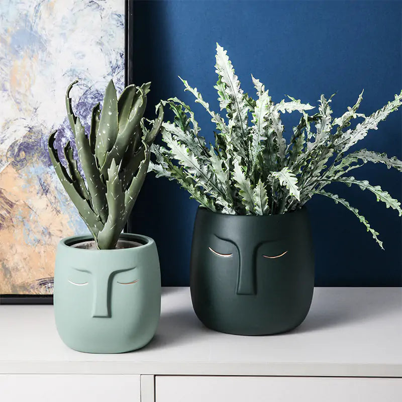 Abstract Ceramic Face Home Decor Planter